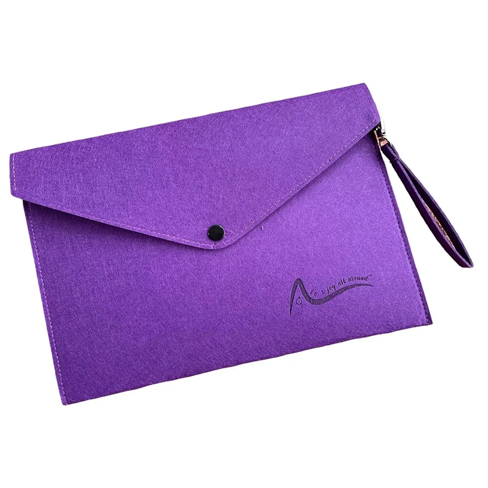 Felt File Folder, A4 Document Organizer with Button Closure